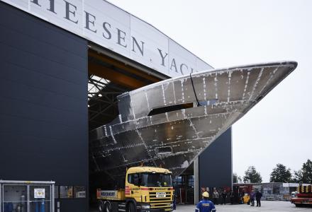 Heesen YN 18151 hull and superstructure joined together