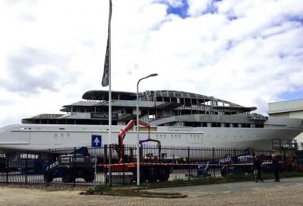 Luiz De Basto designed superyacht enters Oceanco's finishing shed