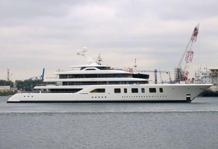 Feadship Aquarius spotted in Rotterdam Waalhaven