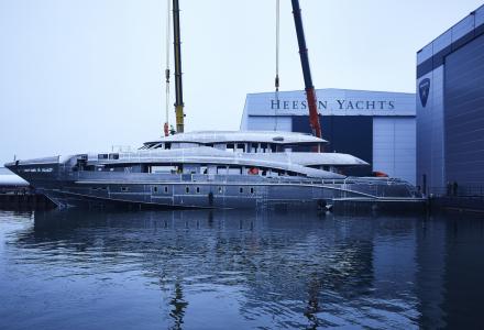 Heesen Project Ayla hull and superstructure joined together