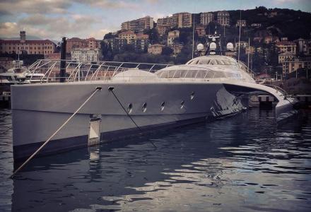 World's largest trimaran Galaxy Of Happiness spotted in Imperia, Italy