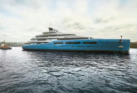 98m superyacht Aviva hits the water at Abeking and Rasmussen