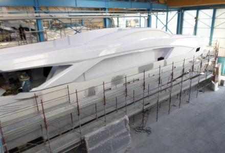 First Amer 110 yacht under construction