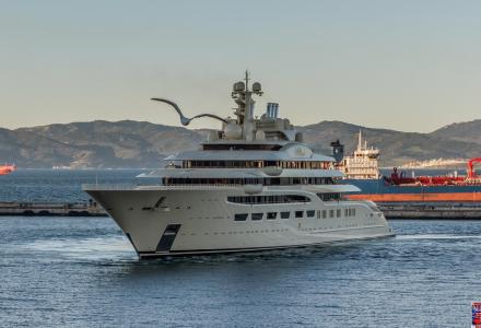 156m Dilbar arriving to Gibraltar