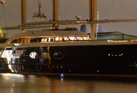 Oceanco Project Solar moored in Merwehaven Schiedam, the Netherlands