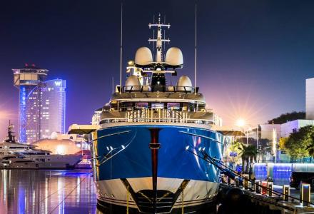 Madame Gu moored in OneOcean Port Vell in Barcelona