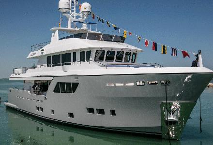 Darwin 102 yacht Galego hits the water at Cantiere delle Marche 