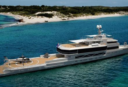 85m Silver Loft moving forward at Silver Yachts