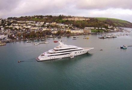 A superyacht owned by Kazakh billionaire docks in Dartmouth