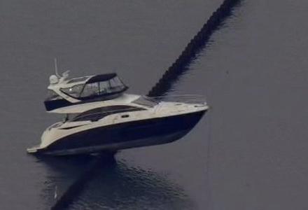Yacht freed from a break wall in Oakland-Alameda Estuary