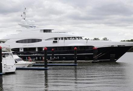 A superyacht is stranded in Brisbane after the mysterious death of its Russian owner