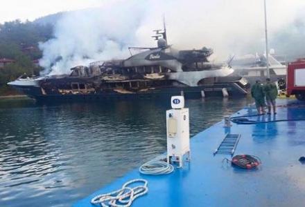 Two superyachts damaged by fire in Marmaris
