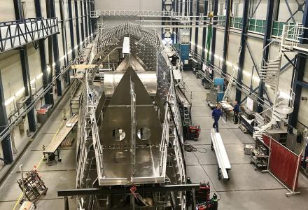 Construction progress on 55m Royal Huisman Project Phi