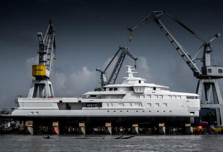 Damen launches the first hull of 77m SeaXplorer superyacht La Datcha