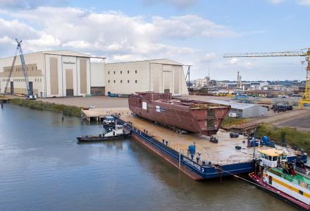 109m Oceanco superyacht moves to a new construction facility