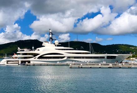 110m Feadship superyacht Anna lowering tenders in Antigua