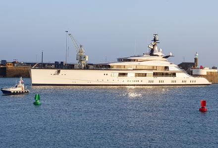 109m megayacht Bravo Eugenia seen in London