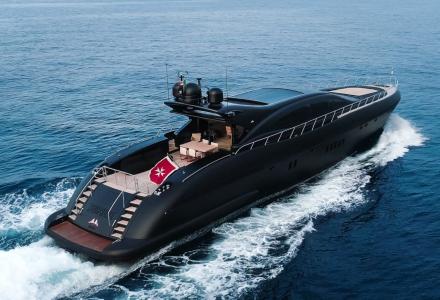 Sold: matte black 34m Mangusta 108 superyacht Neoprene