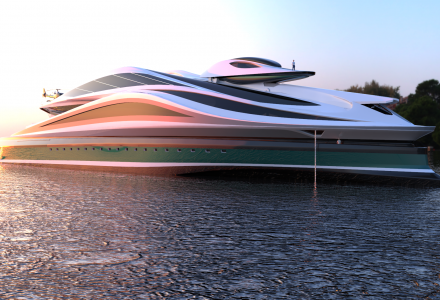 Shaped like a swan: 137m superyacht concept Avanguardia with its own car garage