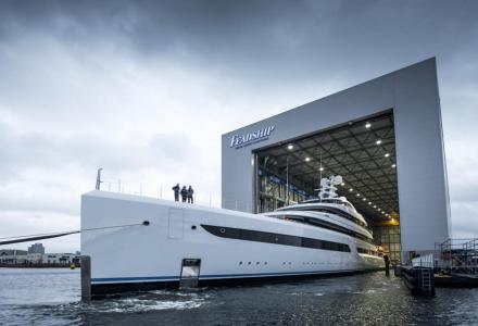 Feadship’s Project 816 Was Launched From Its Amsterdam Shipyard Facility