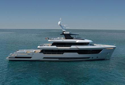 Columbus Crossover 40 Hull Under Construction at Palumbo Superyachts Savona