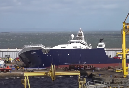 76m Research Ship Petrel Tips Over at Edinburgh Dockyard