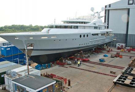 55m superyacht Lady A relaunched at Burgess Marine